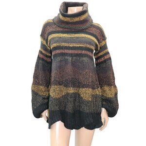 Sonia Rykiel Oversized Chunky Kint Turtleneck Sweater Bell Sleeves OS
